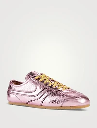 Metallic Leather Sneakers