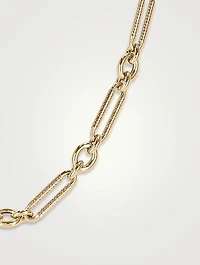 Miuccia 14K Gold Guilloche Long Chain Necklace