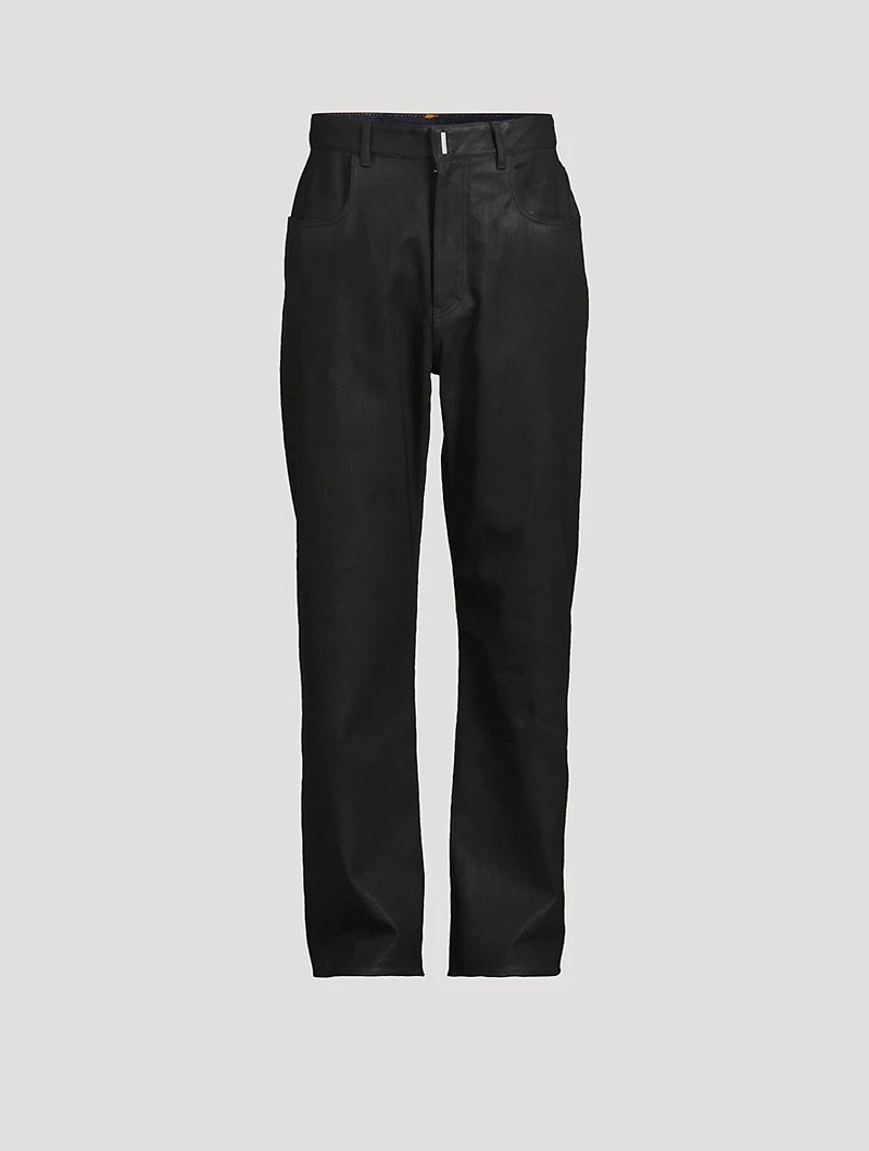 Polished Denim Straight-Leg Pants