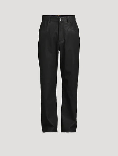 Polished Denim Straight-Leg Pants