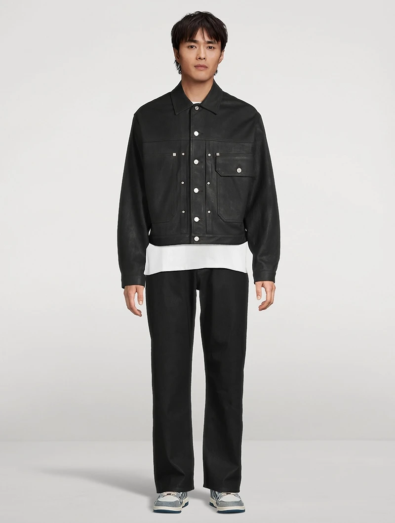 Polished Denim Straight-Leg Pants
