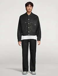 Polished Denim Straight-Leg Pants
