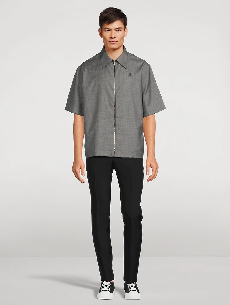 4G Wool Short-Sleeve Zip Shirt