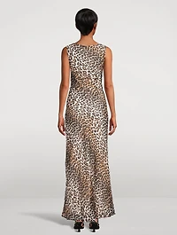 Chiffon Maxi Dress Leopard Print