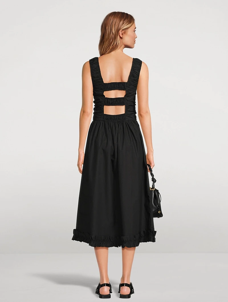 Organic Poplin Smocked Midi Dress