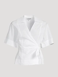 Wrap-Front Organic Poplin Blouse