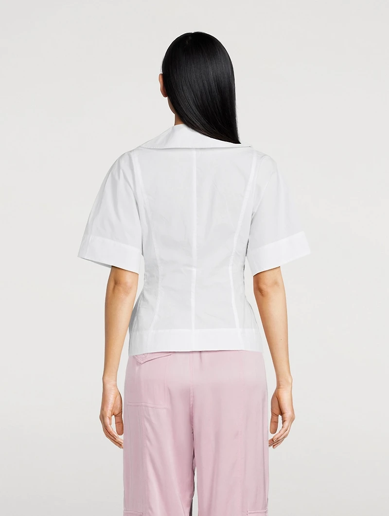 Wrap-Front Organic Poplin Blouse