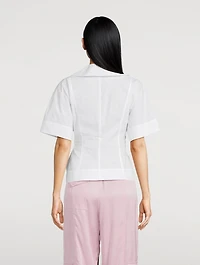 Wrap-Front Organic Poplin Blouse
