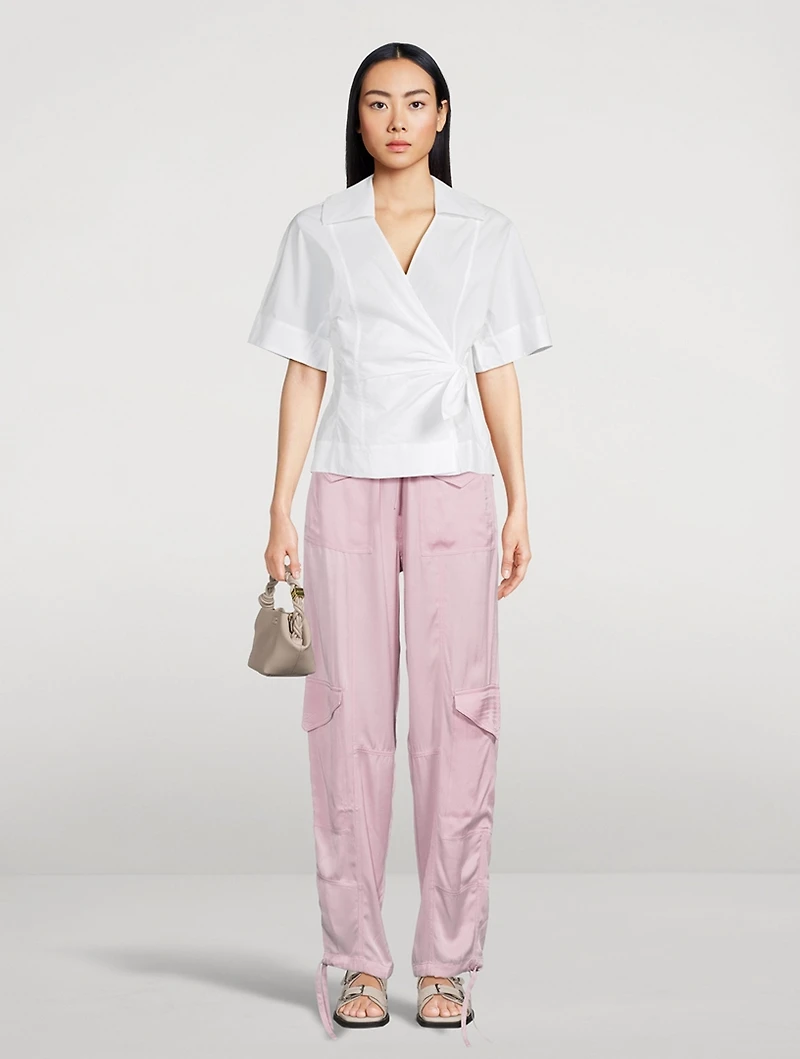 Wrap-Front Organic Poplin Blouse