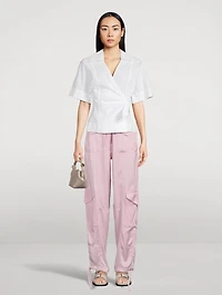 Wrap-Front Organic Poplin Blouse