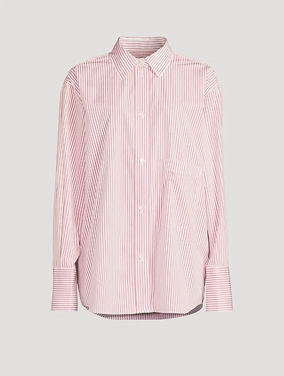 Oversized Poplin Shirt Stripe Print