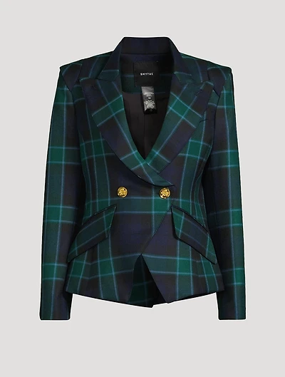 Wool Crossover Blazer Plaid