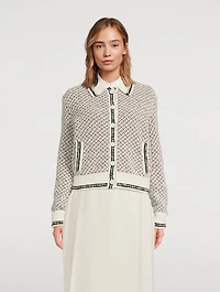 Tweed Jacquard Polo Cardigan