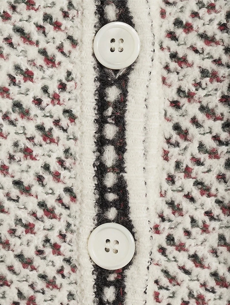 Tweed Jacquard Polo Cardigan