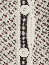 Tweed Jacquard Polo Cardigan