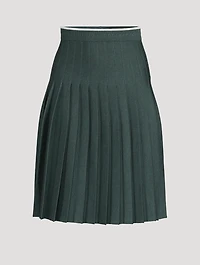 Tipping Wool Silk Pleated Midi Skirt