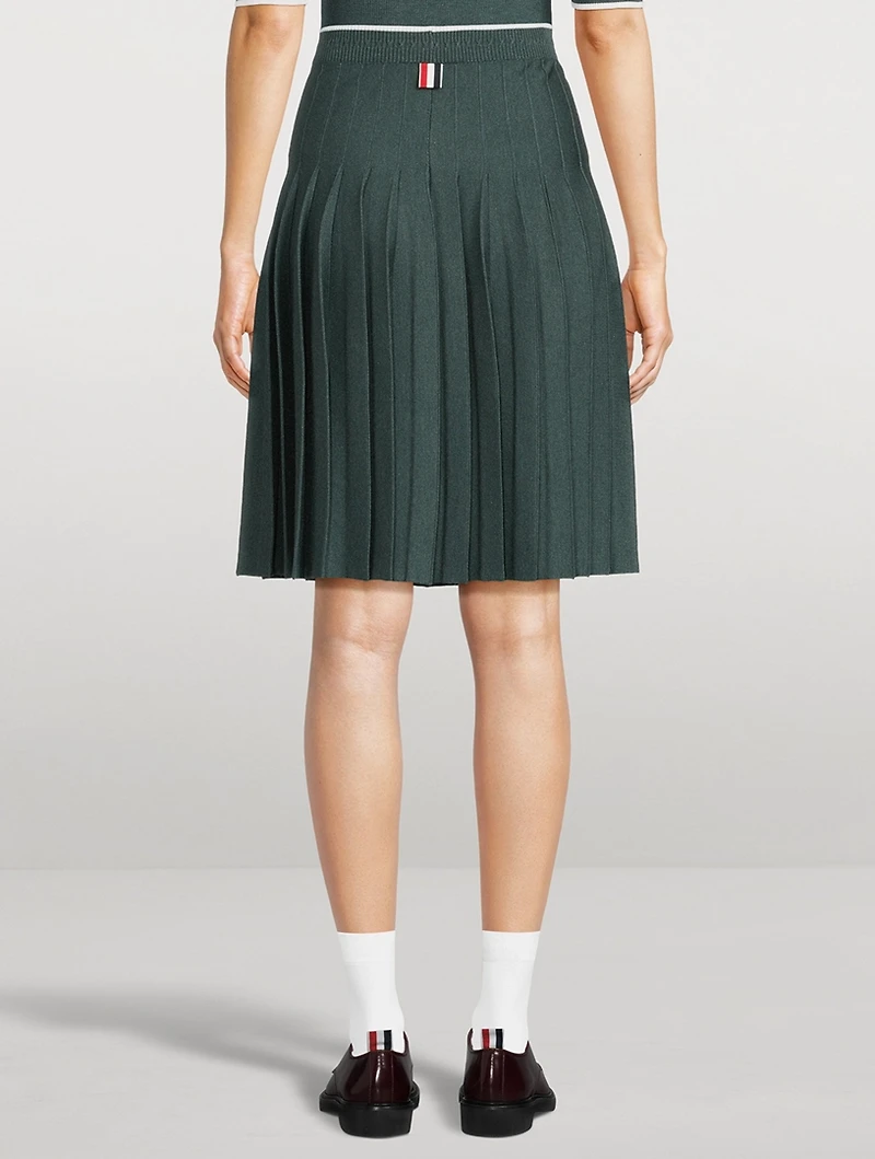 Tipping Wool Silk Pleated Midi Skirt