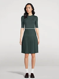 Tipping Wool Silk Pleated Midi Skirt