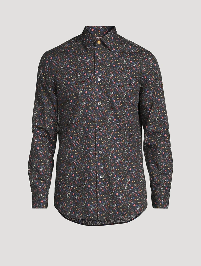 Organic Cotton Tailored-Fit Shirt Floral Print