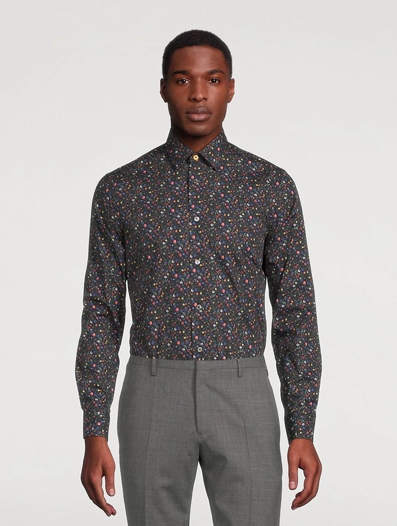 Organic Cotton Tailored-Fit Shirt Floral Print
