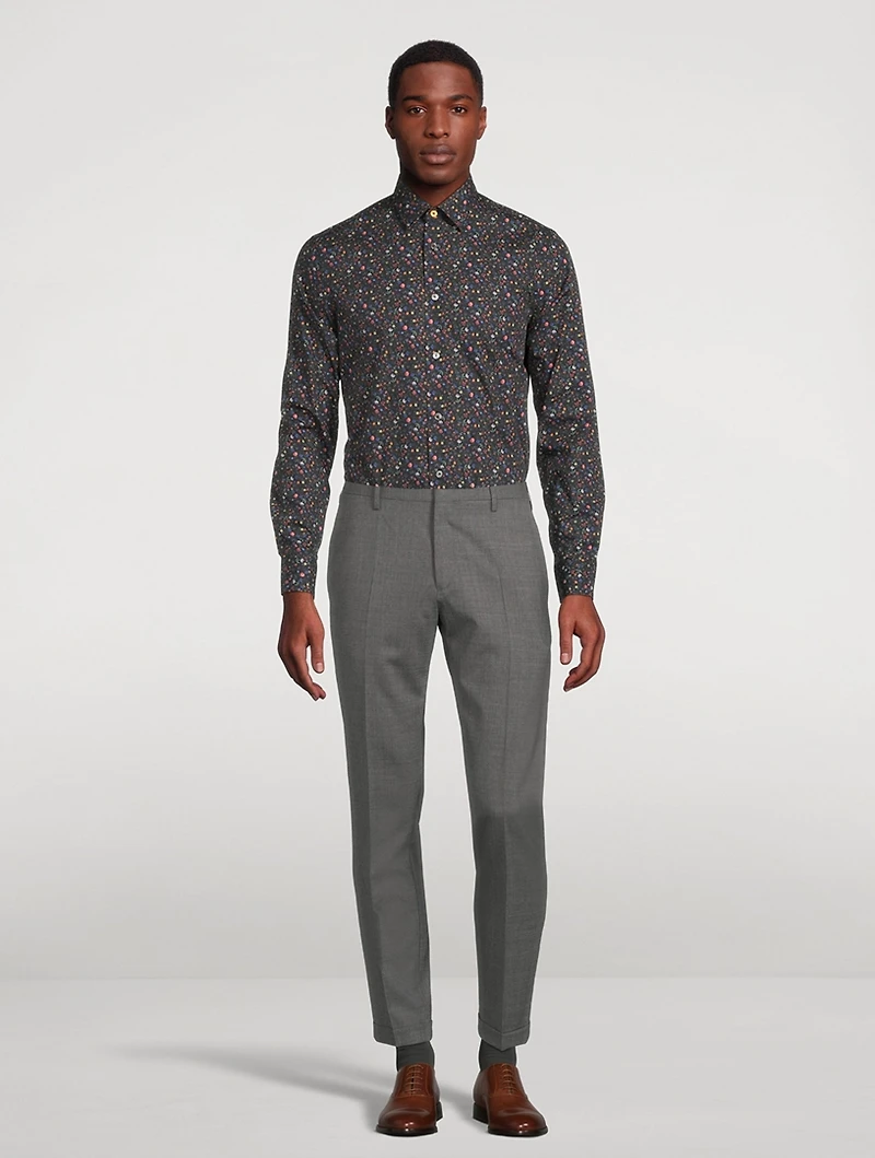 Organic Cotton Tailored-Fit Shirt Floral Print