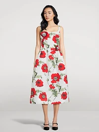 Faille Midi Dress Poppy Print