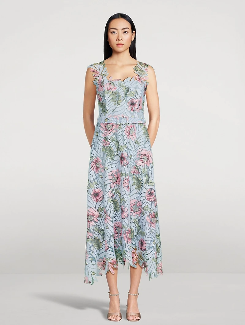 Fern Guipure Lace Midi Dress Poppy Print
