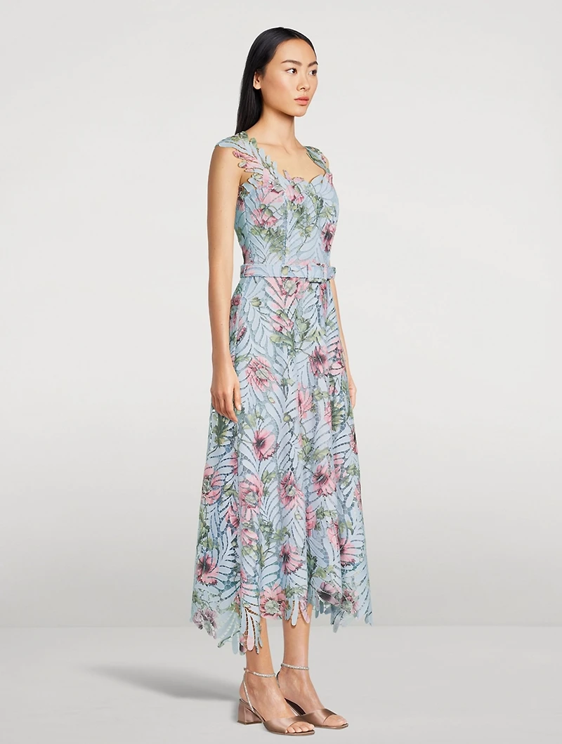 Fern Guipure Lace Midi Dress Poppy Print