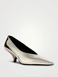 The Wedge-Heel Mirror Leather Pumps