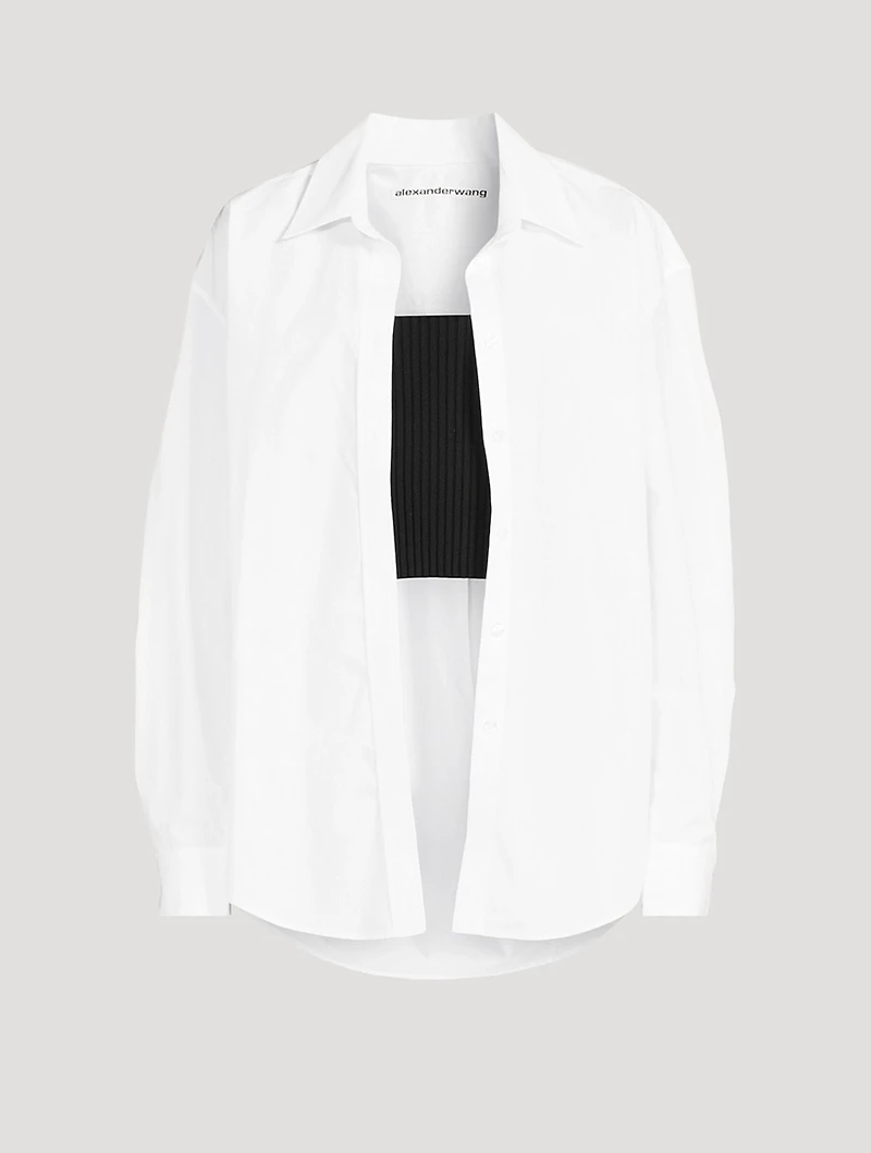 Layered Cami And Poplin Shirt