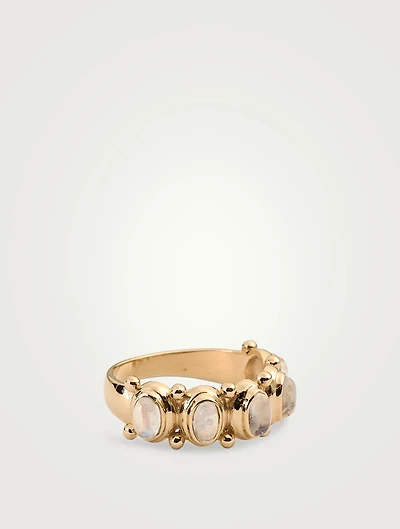 Méditerranée 14K Gold Oval Arch Eternity Ring With Moonstone