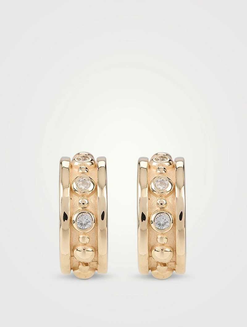 Méditerranée Joanna 14K Gold Wide Hoop Earrings With Diamonds