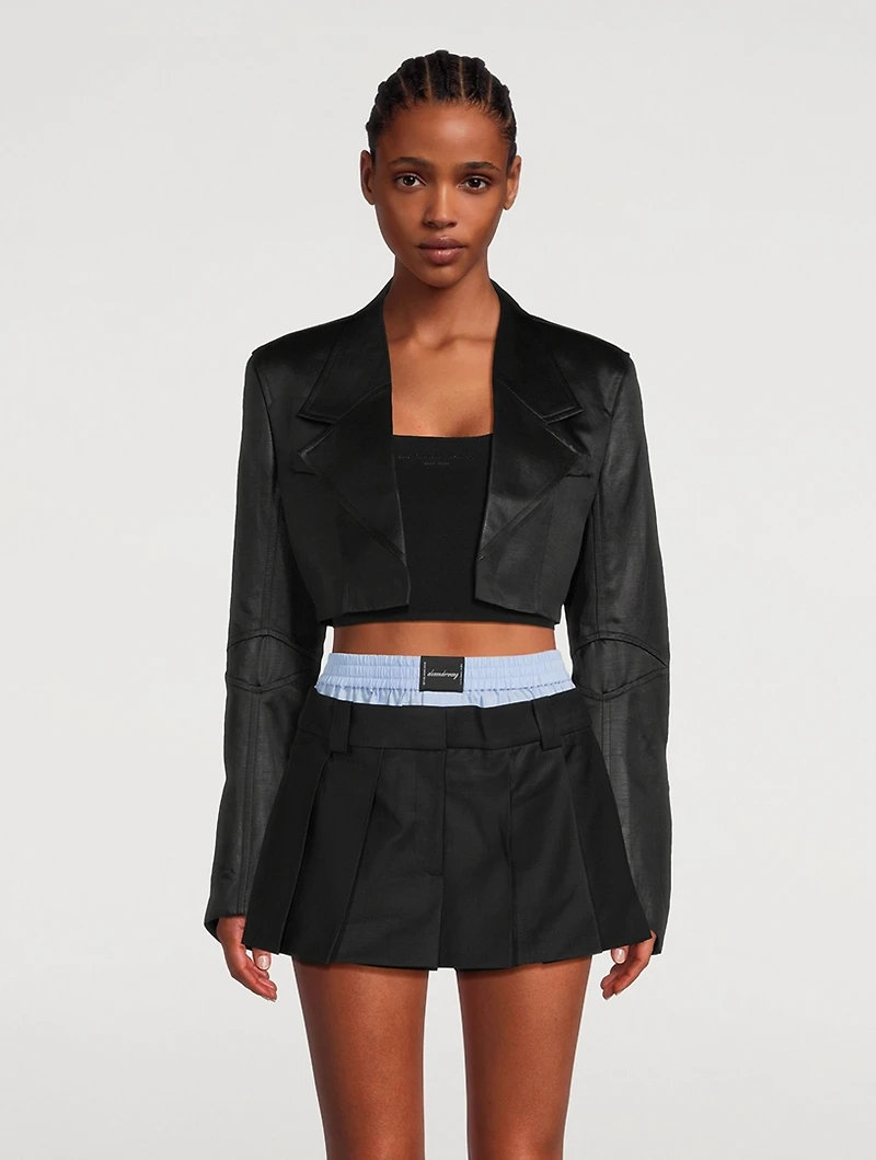 Cropped Linen Chintz Blazer