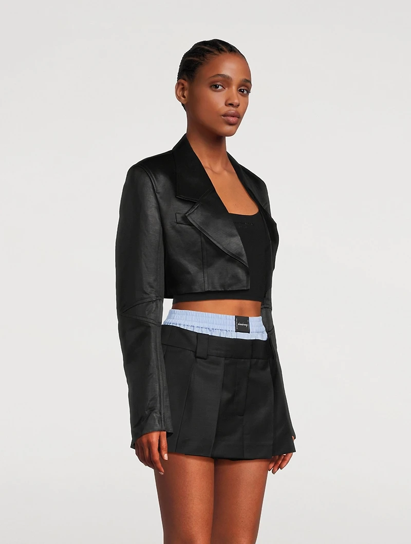 Cropped Linen Chintz Blazer