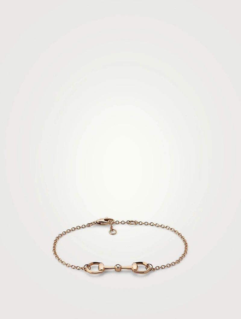 Horsebit 18K Rose Gold Diamond Chain Bracelet
