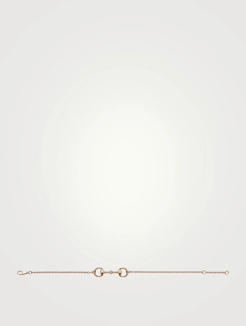 Horsebit 18K Rose Gold Diamond Chain Bracelet