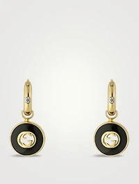 Gucci Interlocking 18K Gold Diamond Hoop Earrings With Onyx