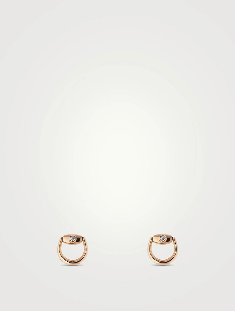 Horsebit 18K Rose Gold Diamond Stud Earrings