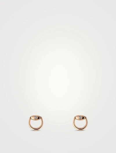 Horsebit 18K Rose Gold Diamond Stud Earrings
