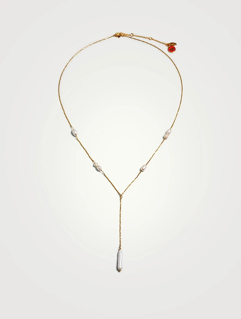 Calla Pearl Lariat Necklace