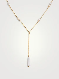 Calla Pearl Lariat Necklace