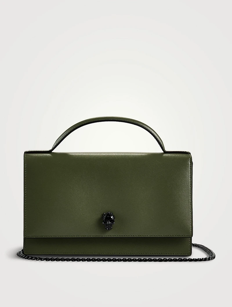 Medium Skull Leather Top Handle Bag