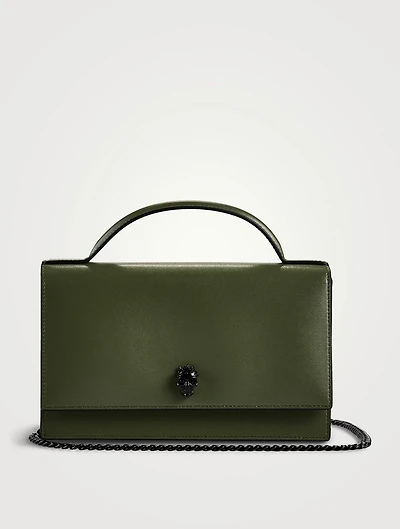 Medium Skull Leather Top Handle Bag