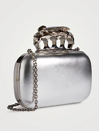 Knuckle Snake Metallic Leather Clutch