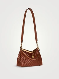 Medium Vela Woven Leather Shoulder Bag