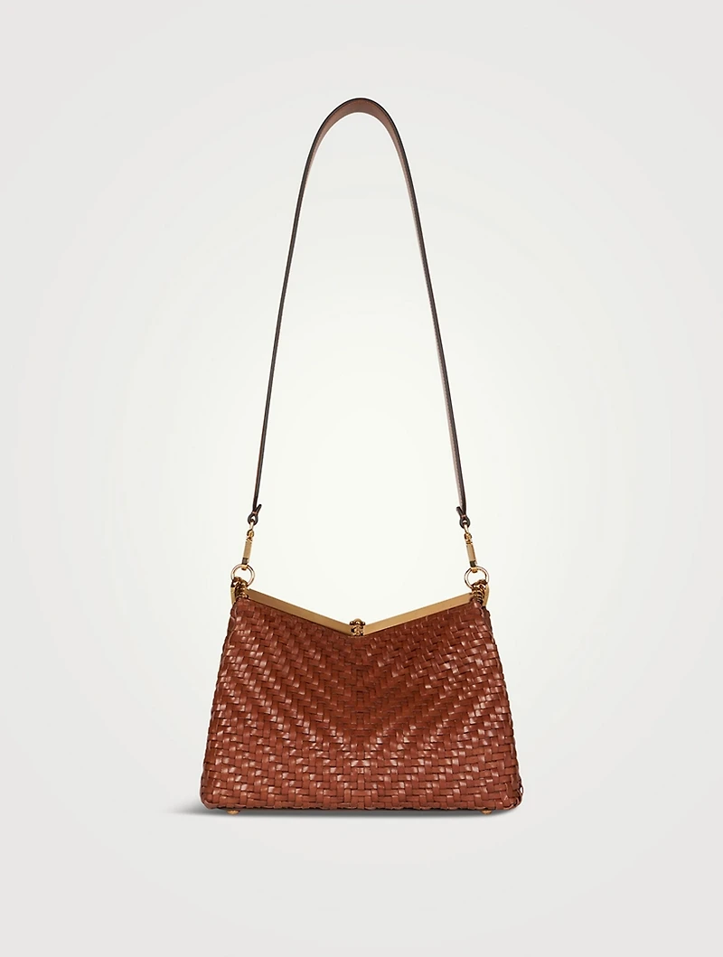 Medium Vela Woven Leather Shoulder Bag