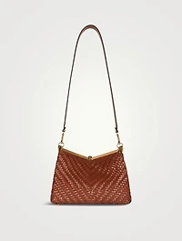 Medium Vela Woven Leather Shoulder Bag