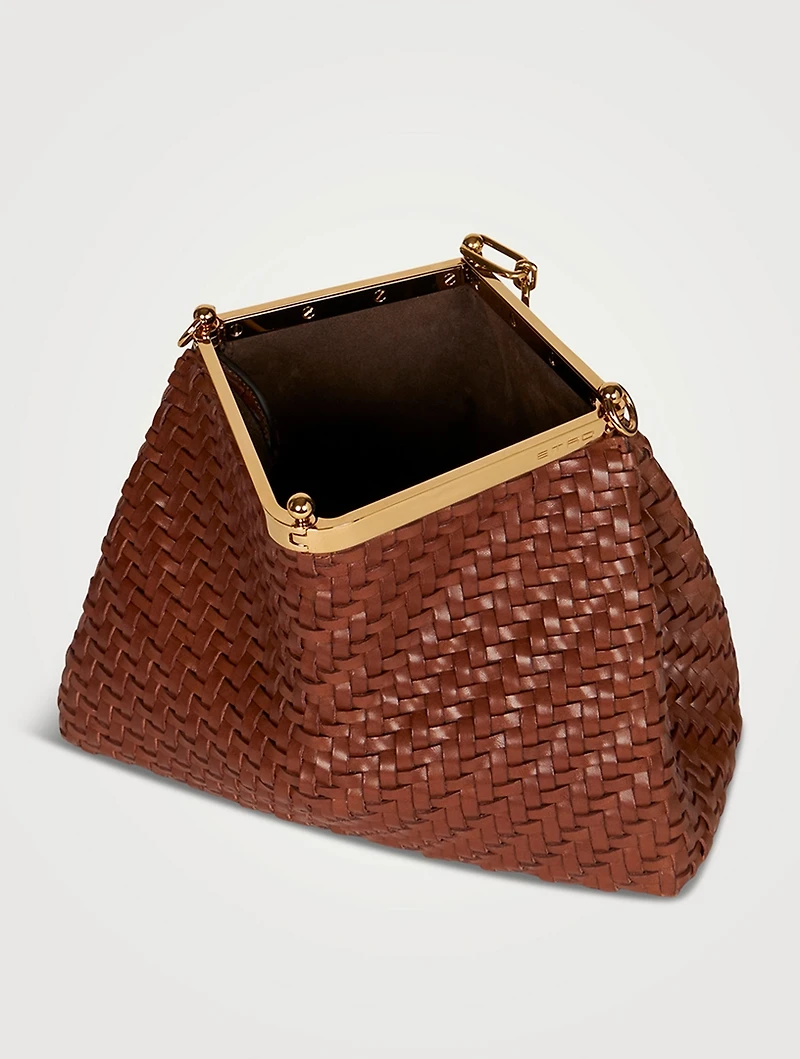 Medium Vela Woven Leather Shoulder Bag