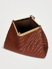 Medium Vela Woven Leather Shoulder Bag