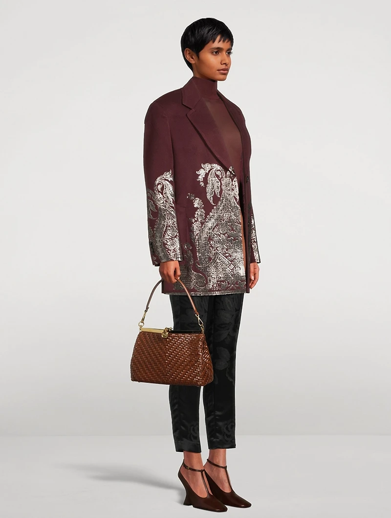 Medium Vela Woven Leather Shoulder Bag